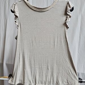 Beige and Black Striped Top